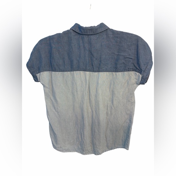 Marine Layer short sleeve chambray denim button-up shirt two tone Size small - Picture 3 of 6